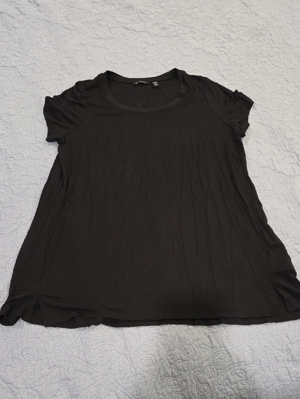H by Halston Black Short-Sleeve Scoop Neck Tee Size 1X!